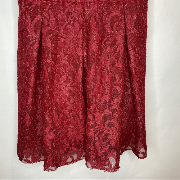 Free People Red ❤️ Lace V-neck Dress with Shimmer - Picture 12 of 13